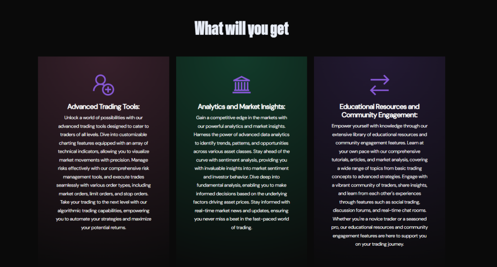 WealthW Group platform interface showing trading features and services